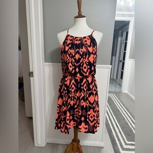 Collective Concepts Bright Orange & Blue Summer Dress Size M